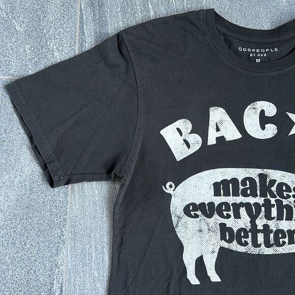 NWOT Recycled Karma ODDPEOPLE Bacon Makes Everything Better Relaxed Tee Black M - Picture 3 of 14